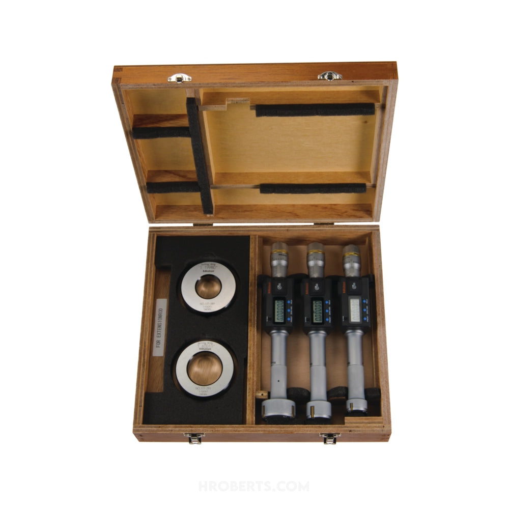 Mitutoyo 468-988 Digmatic Digital Holtest Bore Micrometer Non-Interchangable-Head Set, 3-Point Contact, Range 1-2" / 25.4-50.8mm, Resolution 0.00005" / 0.001mm, IP65, with SPC Data Output, Supplied with Setting Rings