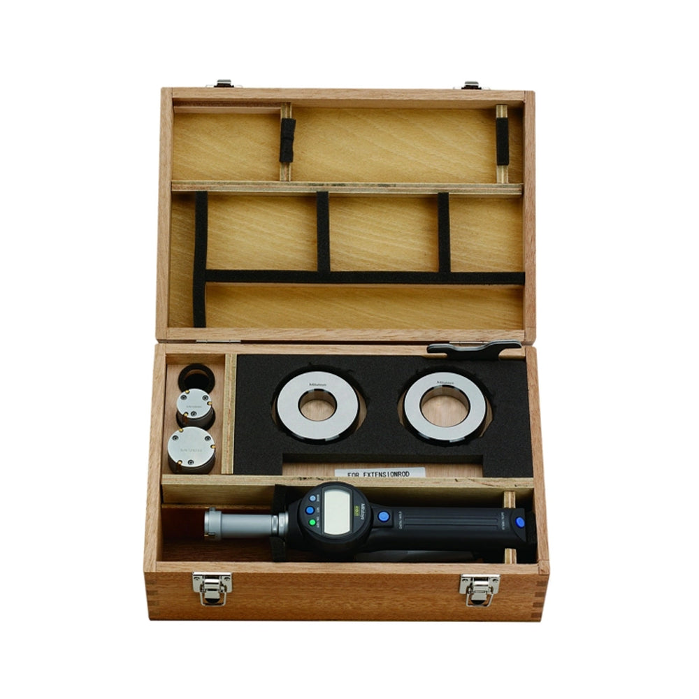 Mitutoyo 568-930 Abolute Digmatic Digital Borematic Snap-Open Bore gauge, Interchangable-Head Set 3-Point Contact, Range 1-2" / 25.4-50.8mm, Resolution 0.00005" / 0.001mm with SPC Data Output, Supplied with Setting Rings