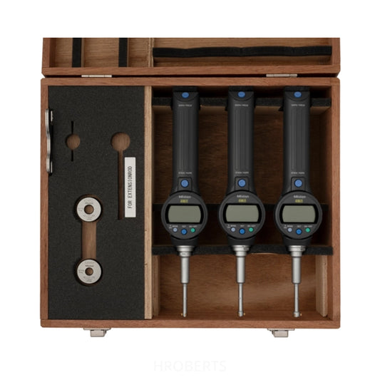 Mitutoyo 568-965 Abolute Digmatic Digital Borematic Snap-Open Bore gauge, Non-Interchangable-Head Set 3-Point Contact, Range 0.275-0.5" / 6.985-12.7mm, Resolution 0.00005" / 0.001mm with SPC Data Output, Supplied with Setting Rings