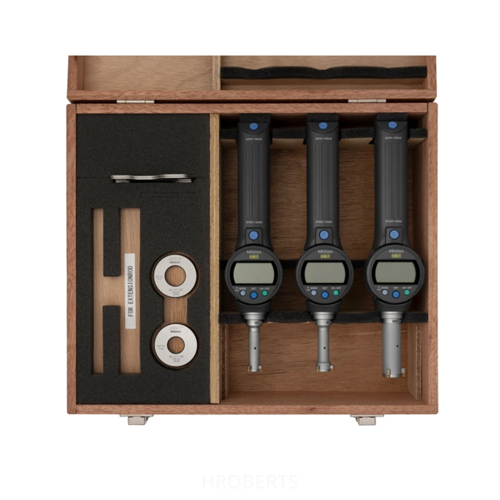 Mitutoyo 568-966 Abolute Digmatic Digital Borematic Snap-Open Bore gauge, Non-Interchangable-Head Set 3-Point Contact, Range 0.5-1" / 12.7-25.4mm, Resolution 0.00005" / 0.001mm with SPC Data Output, Supplied with Setting Rings