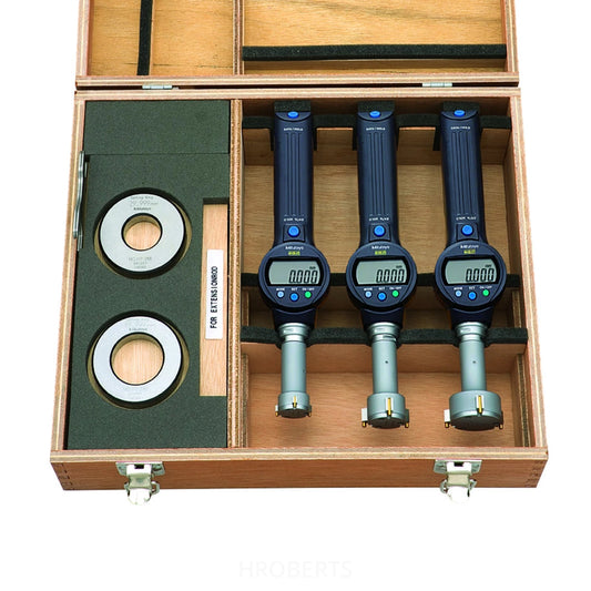 Mitutoyo 568-967 Abolute Digmatic Digital Borematic Snap-Open Bore gauge, Non-Interchangable-Head Set 3-Point Contact, Range 1-2" / 25.4-50.8mm, Resolution 0.00005" / 0.001mm with SPC Data Output, Supplied with Setting Rings