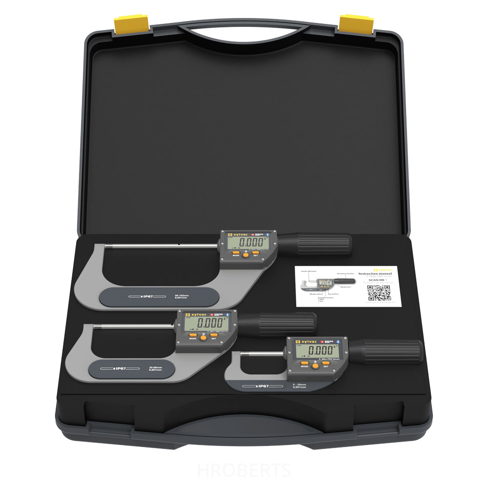 Sylvac 30-903-1306 S_Mike Pro Digital Micrometer Set, Range 0-102mm, Resolution 0.001mm