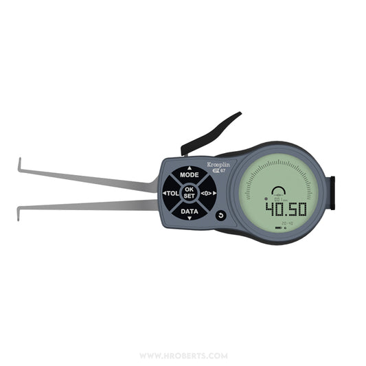 Kroeplin L220 Digital Internal Caliper Gauge, Range 20-40mm, Resolution 0.001, 0.002, 0.005, 0.01, 0.02, 0.05mm, Measuring Depth 85mm, Measuring Contact Ball 1mm Diameter, IP67 Protection, Metric / Imperial Switchable