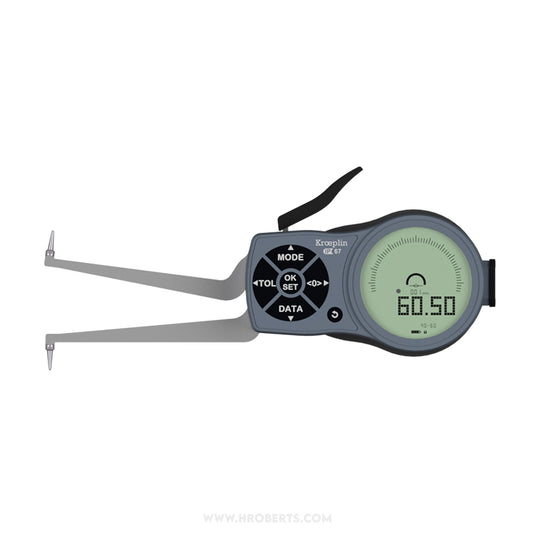 Kroeplin L240 Digital Internal Caliper Gauge, Range 40-60mm, Resolution 0.001, 0.002, 0.005, 0.01, 0.02, 0.05mm, Measuring Depth 85mm, Measuring Contact Ball 1mm Diameter, IP67 Protection, Metric / Imperial Switchable