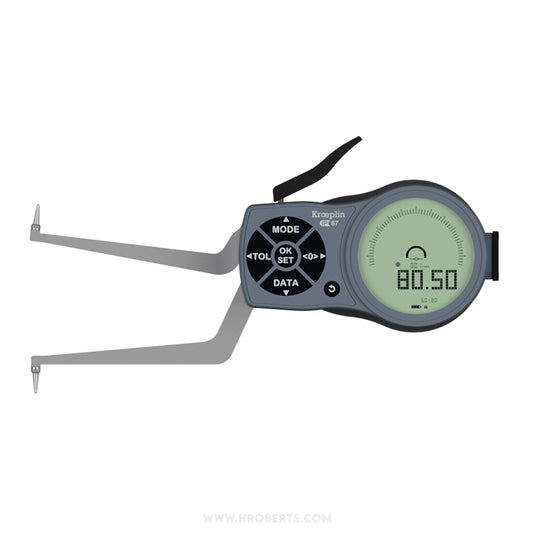 Kroeplin L260 Digital Internal Caliper Gauge, Range 60-80mm, Resolution 0.001, 0.002, 0.005, 0.01, 0.02, 0.05mm, Measuring Depth 85mm, Measuring Contact Ball 1mm Diameter, IP67 Protection, Metric / Imperial Switchable