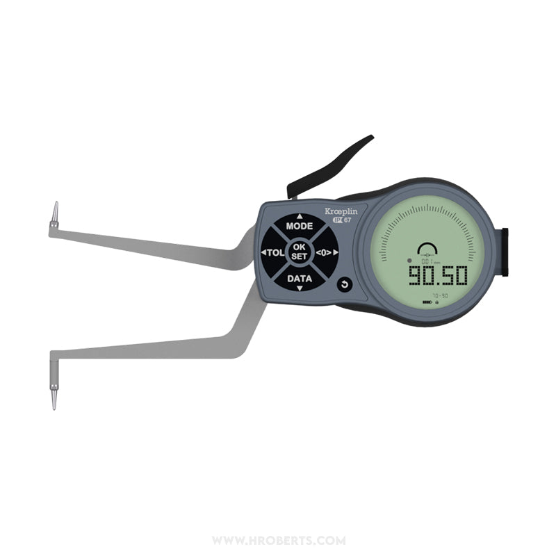 Kroeplin L270 Digital Internal Caliper Gauge, Range 70-90mm, Resolution 0.001, 0.002, 0.005, 0.01, 0.02, 0.05mm, Measuring Depth 85mm, Measuring Contact Ball 1mm Diameter, IP67 Protection, Metric / Imperial Switchable