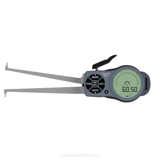 Kroeplin L330 Digital Internal Caliper Gauge, Range 30-60mm, Resolution 0.001, 0.002, 0.005, 0.01, 0.02, 0.05mm, Measuring Depth 132mm, Measuring Contact Ball 1.5mm Diameter, IP67 Protection, Metric / Imperial Switchable