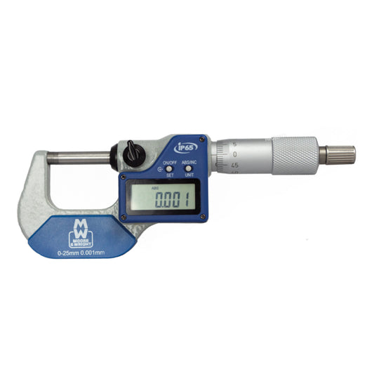 Moore & Wright MW203-01DABI Digital Micrometer, IP65, 0-25mm (0-1″), Resolution 0.001mm