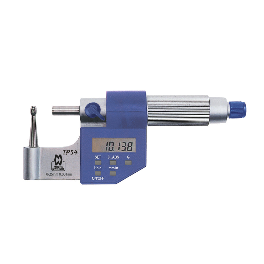 Moore & Wright MW255-01DDL Digital Tube Micrometer, Range 0-25mm / 0-1", Resolution 0.001mm / 0.00005"