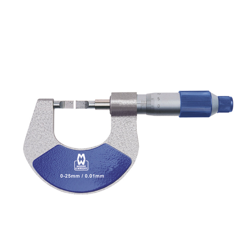 Moore & Wright MW275-01 Blade Micrometer, Range 0 - 25mm, Graduation 0.01mm, Non-Rotating Spindle