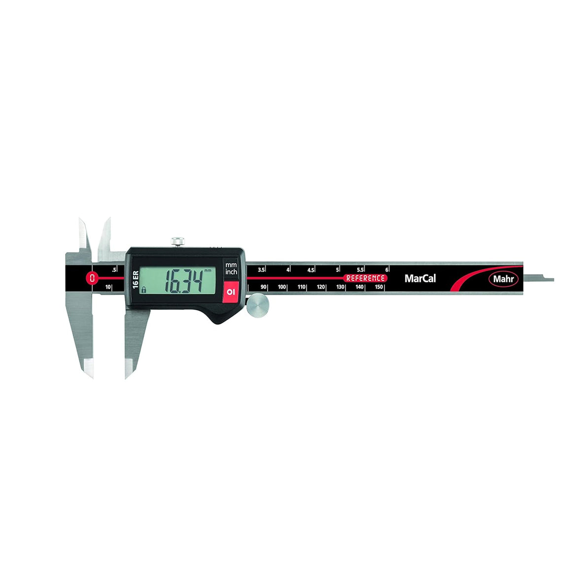 Mahr 4103013 16 ER Digital Caliper 0-150mm/6", Rectangle Depth Rod, With Thumb Wheel