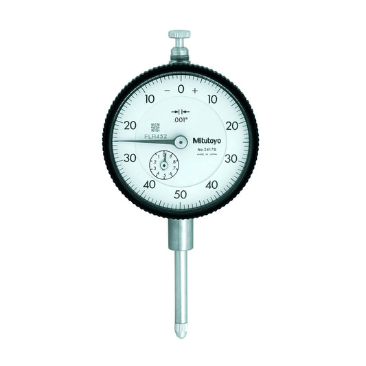 Mitutoyo 2417A Dial Indicator, Graduation 0.001", Range 1.0", Scale 0-50-0, Bezel Diameter 2.24"