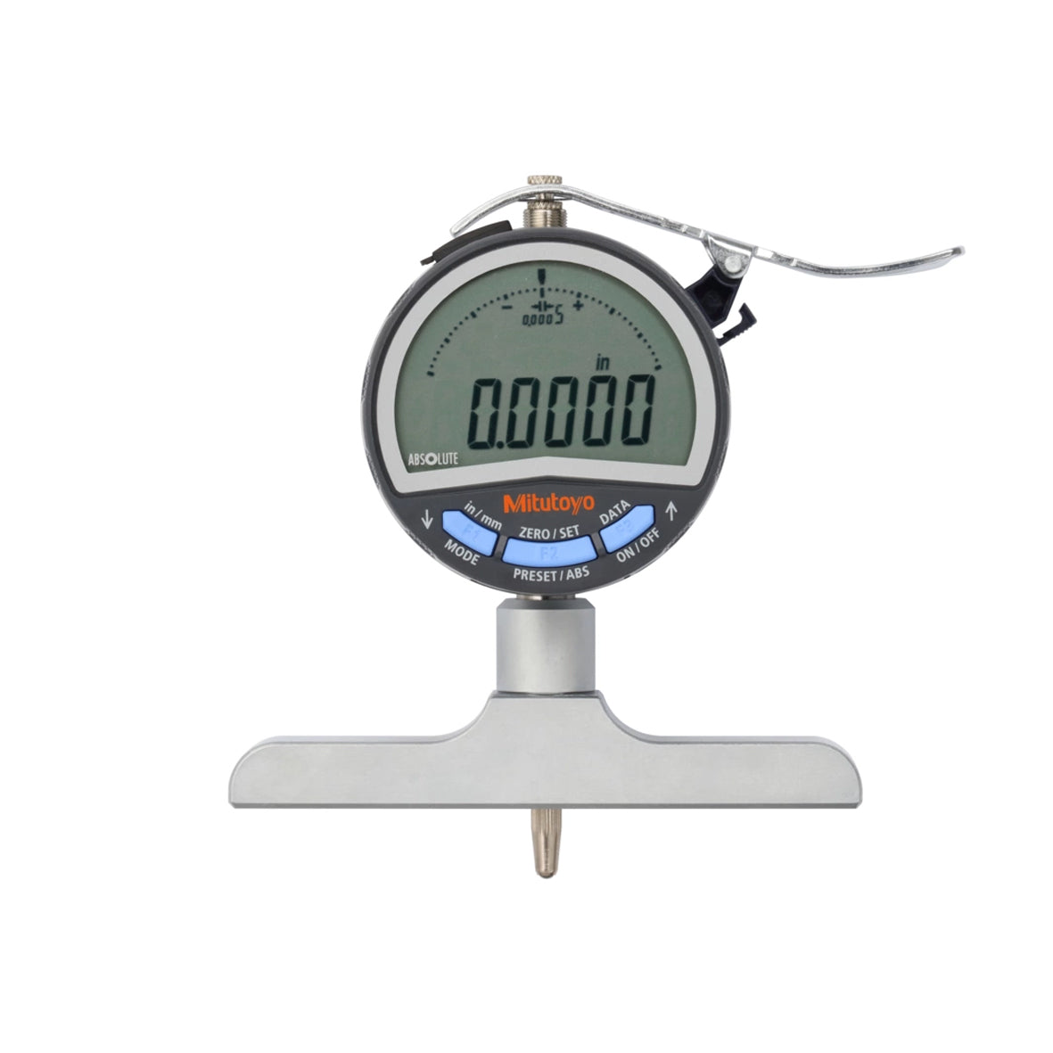 Mitutoyo 547-218A Absolute Digimatic Digital Dial Depth Gauge, Range 0-200mm / 0-8", Resolution 0.01mm / 0.0005", Base 4 x 0.63" with SPC Data Output