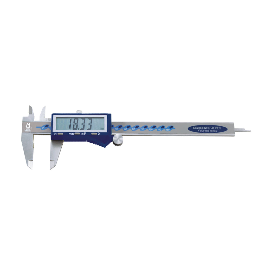 Moore & Wright MW110-15DFC Fractional Digital Caliper, Range 0-150mm / 0-6", Resolution 0.01mm / 0.0005",  1/128