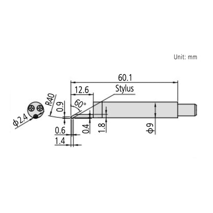 Mitutoyo 178-388 Gear-tooth surface Detector, 2µm, 60°